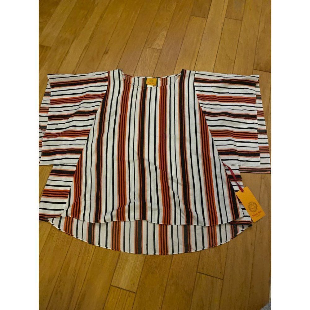 NWT Ruby Rd., women's red/black striped oversized butterfly sleeve blouse sz med